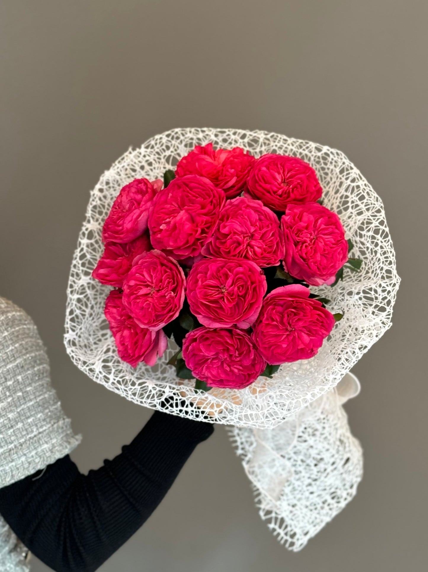 Garden Hot Pink Roses. 1 dozen of stems.