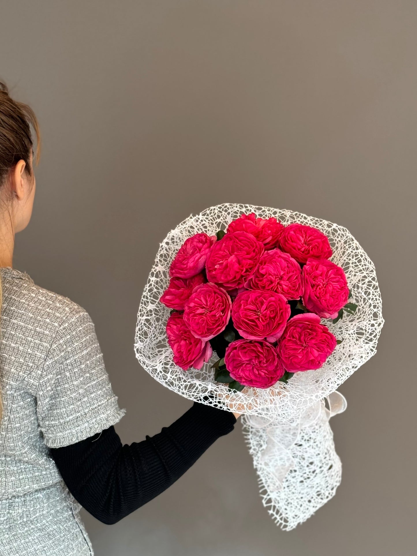 Garden Hot Pink Roses. 1 dozen of stems.