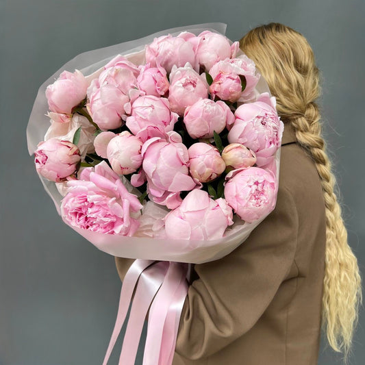 Pink Feather Peony Bouquet  | Premium Sarah Bernhardt Peonies