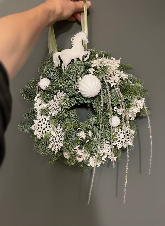 The White Equestrian Winter Wreath