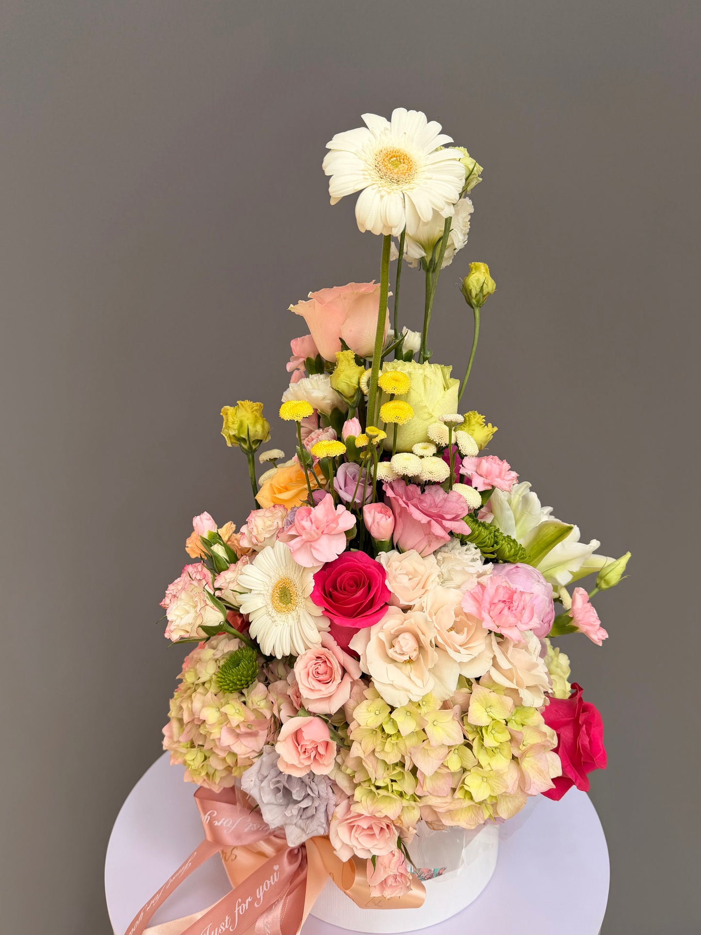 The Metamorphosis Pastel Rose & Magenta Peony 360° Box | Elite Floral Decor