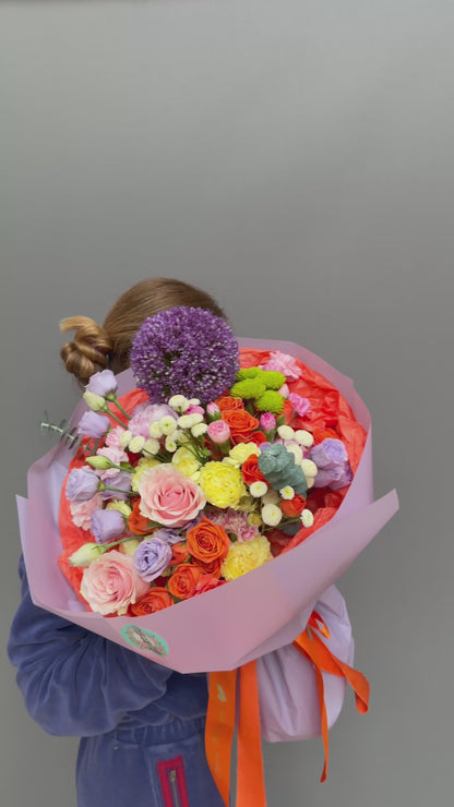 Vibrant Coral & Lavender Couture Bouquet