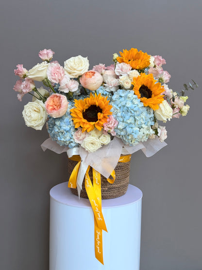 tuscan-sunrise-basket-sunflower-hydrangea-potomac-dc-lapin-flowers